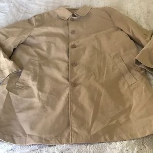 London Fog tan khaki trench coat XL quilted lining slit back all weather jacket